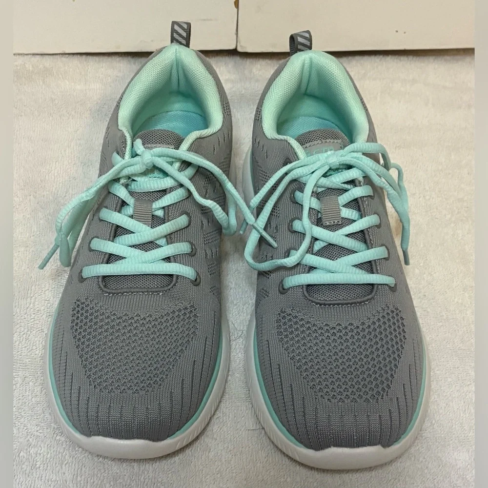 STQ Women’s Grey/Aqua Lightweight Walking Shoes Size 9 - Picture 2 of 7